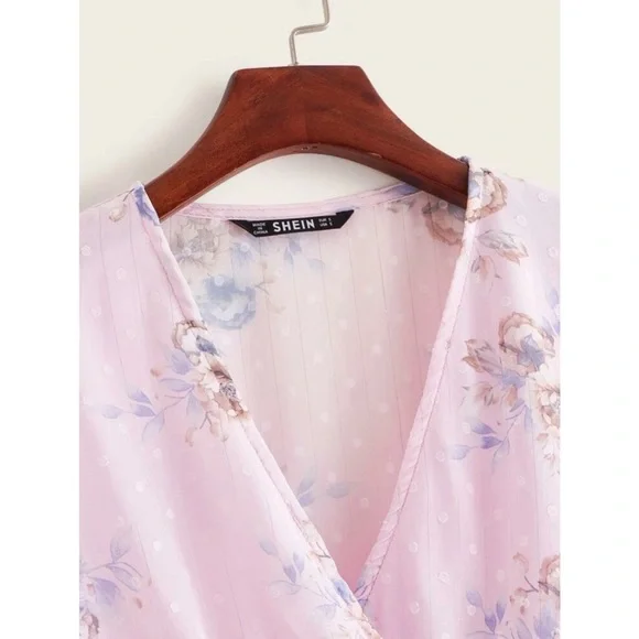 Lantern Sleeve Floral Print Semi Sheer Smock Top - Picture 6 of 14